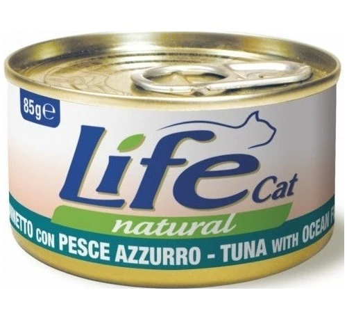 Life Cat Natural Tonnetto e Pesce Azzurro - Umido Gatto, 85g