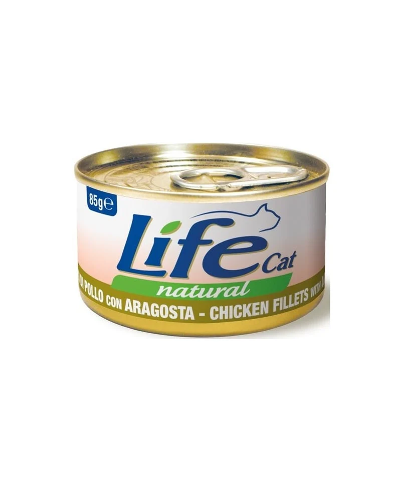 Life Cat Natural Filetti di Pollo e Aragosta - Umido Gatto, 85g