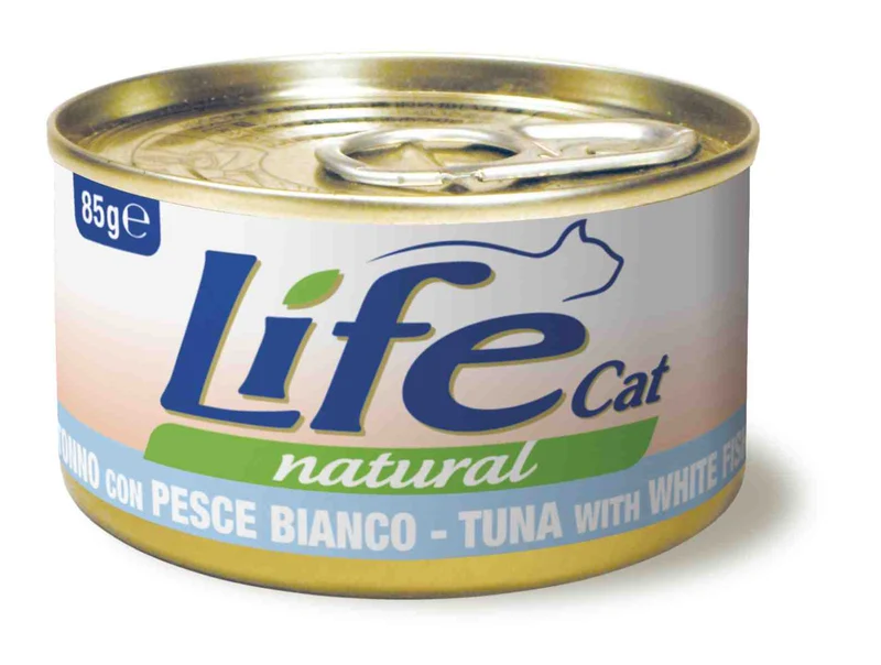 Life Cat Natural Tonno e Pesce Bianco - Cibo Umido Gatto, 85g