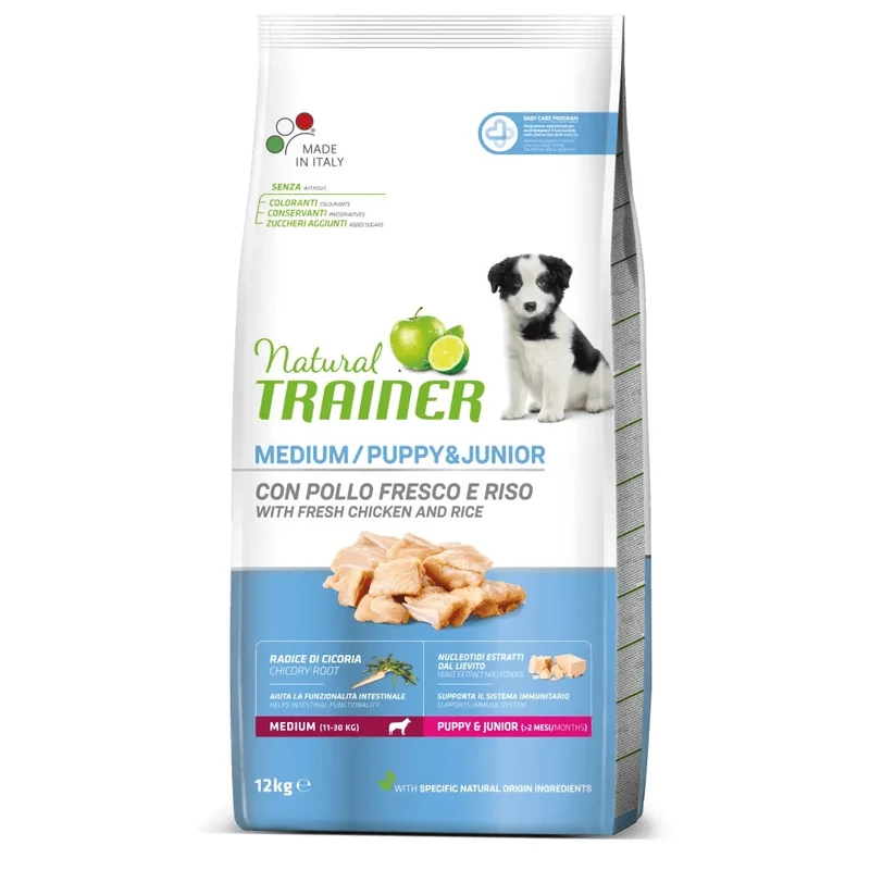 Trainer Cane Natural Puppy & Junior Medium Pollo & Riso 12 kg