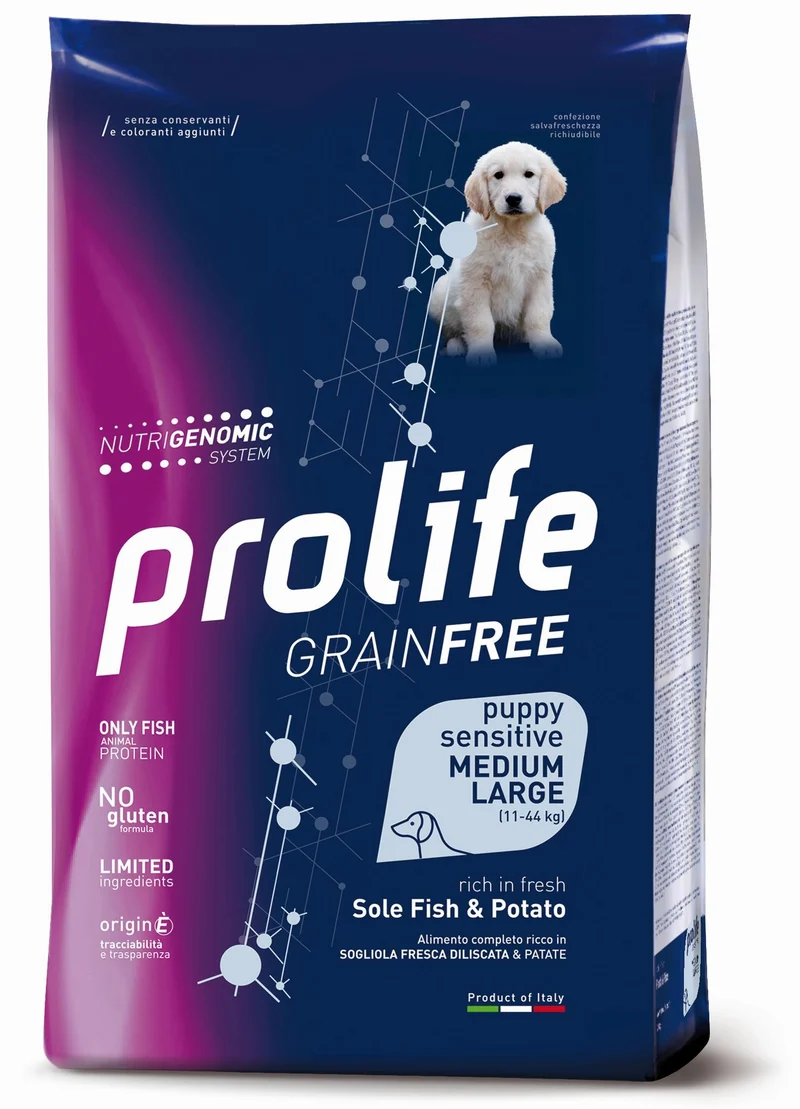 Prolife Cane Grain Free Sensitive Puppy Medium & Large Sogliola & Patate 10 kg