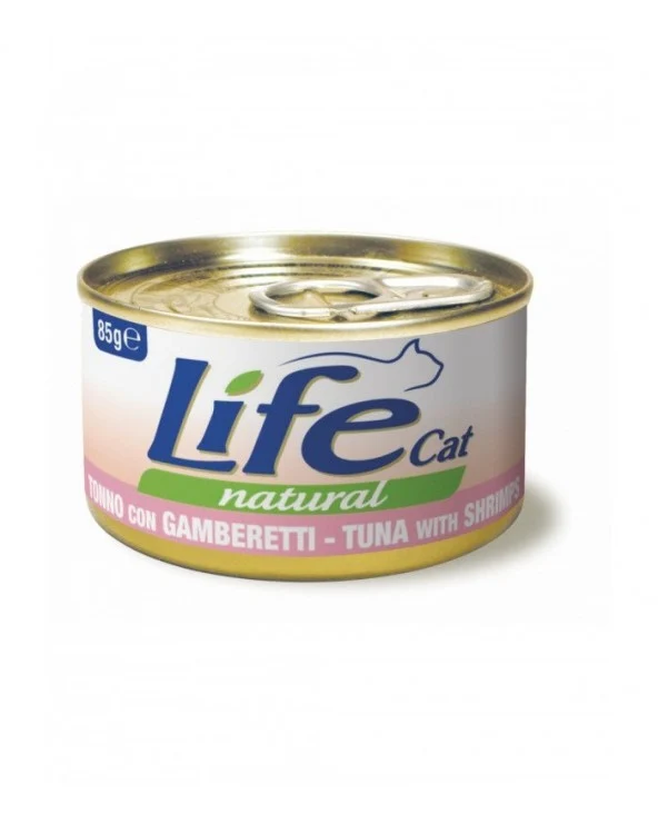 Life Cat Natural Tonno e Gamberetti - Cibo Umido Gatto, 85g