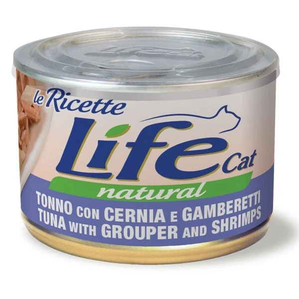 Life Cat Natural Le Ricette Tonno, Cernia e Gamberetti - 150g