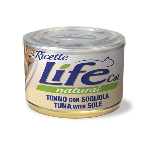 Life Cat Natural Le Ricette Tonno e Sogliola - Umido Gatto, 150g