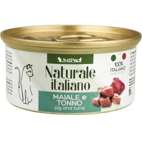 Unipro Naturale Italiano Maiale e Tonno - Cibo Umido Gatto, 85g