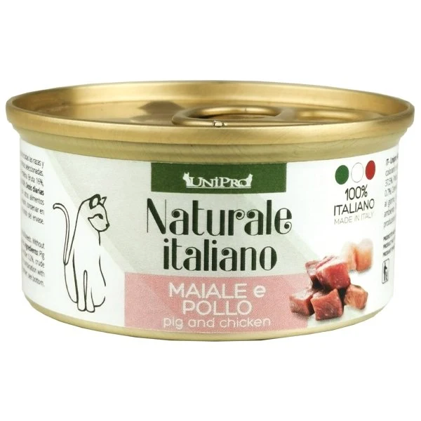 Unipro Naturale Italiano Maiale e Pollo - Cibo Umido Gatto, 85g