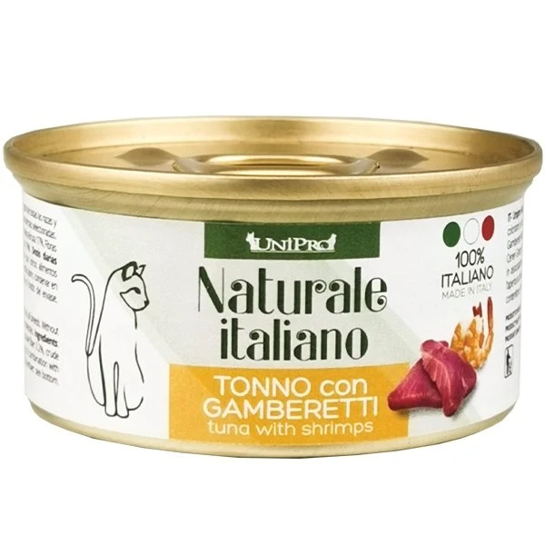 Unipro Naturale Italiano Tonno e Gamberetti - Cibo Umido Gatto, 85g
