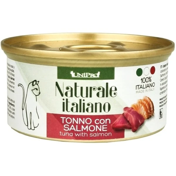 Unipro Naturale Italiano Tonno e Salmone - Cibo Umido Gatto, 85g