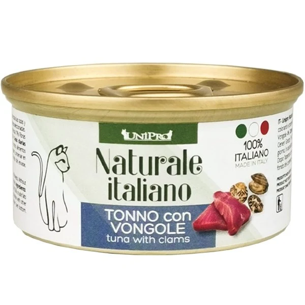 Unipro Naturale Italiano Tonno e Vongole - Cibo Umido Gatto, 85g