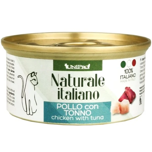 Unipro Naturale Italiano Pollo e Tonno - Cibo Umido Gatto, 85g