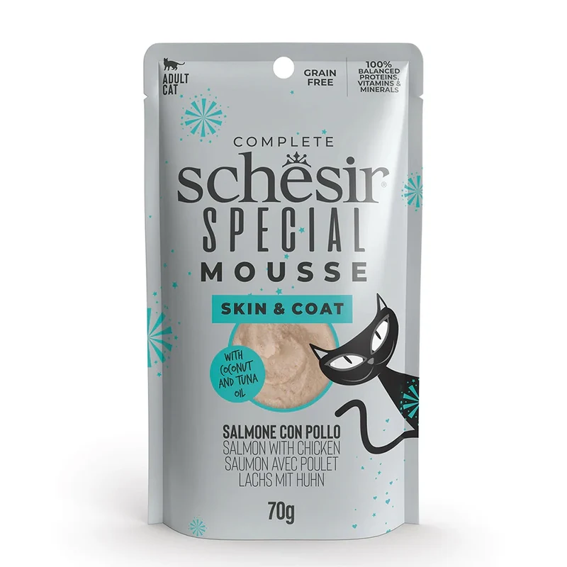 Schesir Gatto Special Mousse Skin & Coat Adulto Salmone & Pollo Busta 70 g