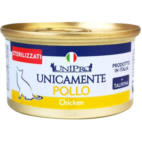 Unipro Unicamente Pollo Sterilizzato - Umido Gatto, 85g