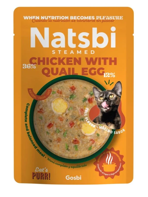 Gosbi Gatto Natsbi Steamed Busta Adulto Pollo & Uova di Quaglia 80 g