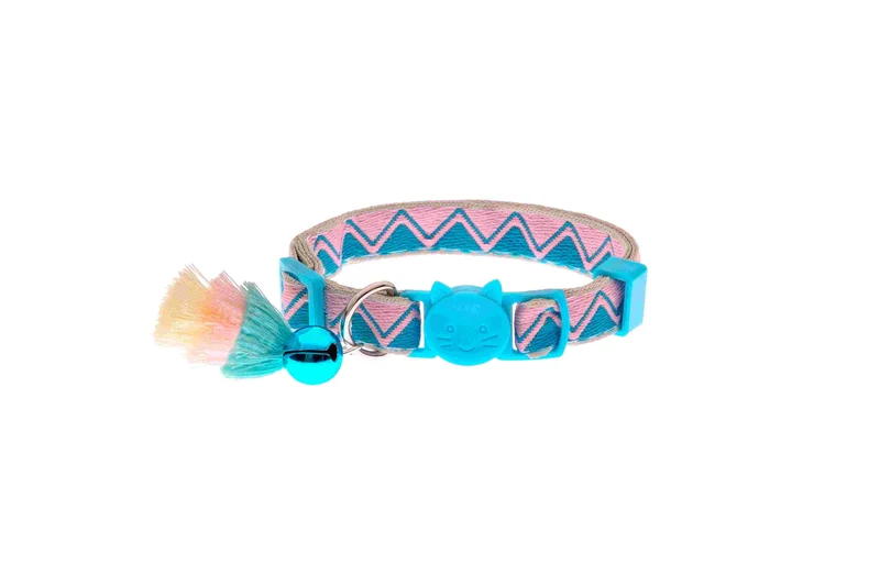 Collare Bohemian per Gatti con Campanellino - Azzurro