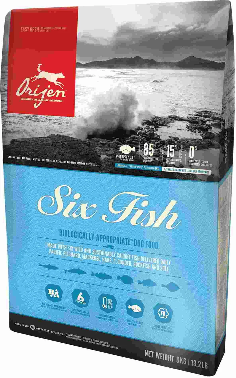 Orijen Six Fish (Sei Pesci) Grain-Free - Crocchette per Cani, 11,4 kg