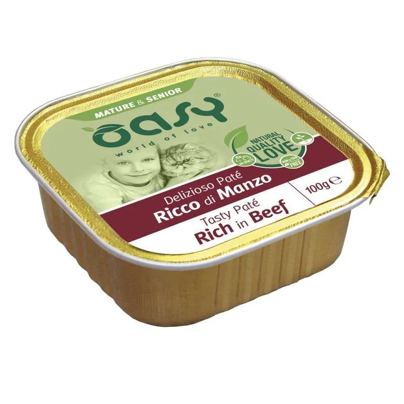 Oasy Gatto Delizioso Paté Mature/Senior al Manzo - Umido, 100g