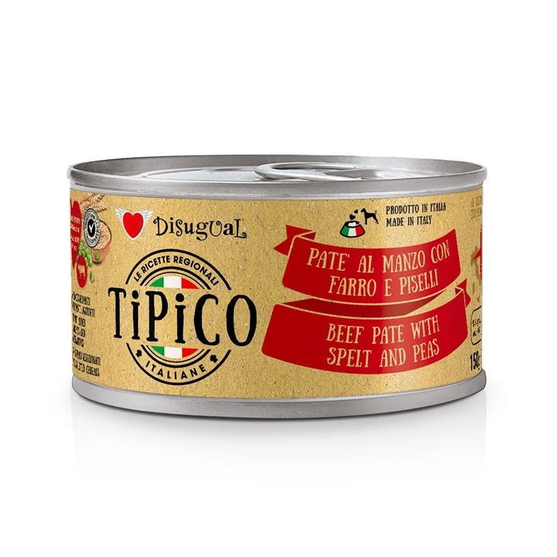 Disugual Cane Tipico Adulto Manzo, Farro & Piselli Lattina 150 g