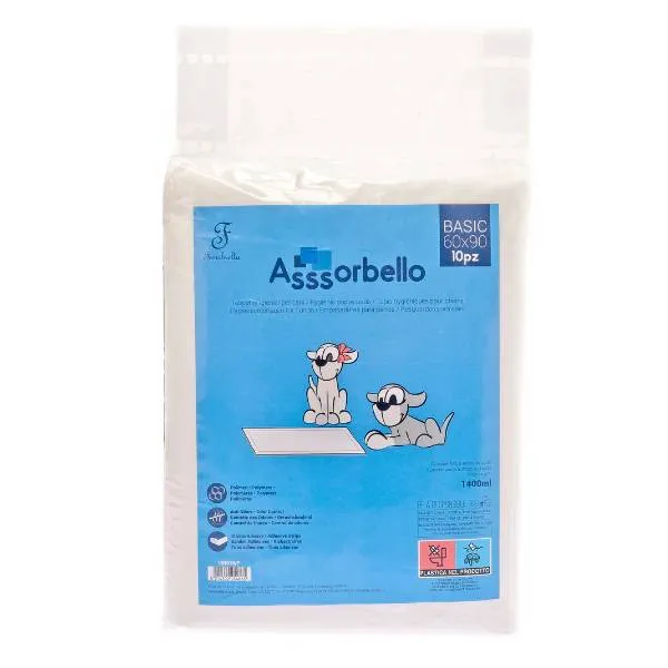 Tappetini Igienici Assorbello Basic Traverse per Cani 60x60 cm - 10 pezzi