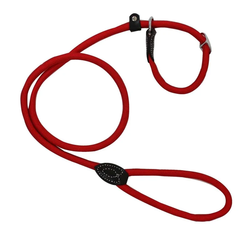 Guinzaglio con Collare Integrato in Corda Tonda - 14 mm x 183 cm, Rosso