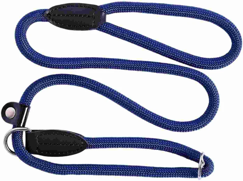Guinzaglio con Collare Integrato in Corda Tonda - 14 mm x 183 cm, Blu