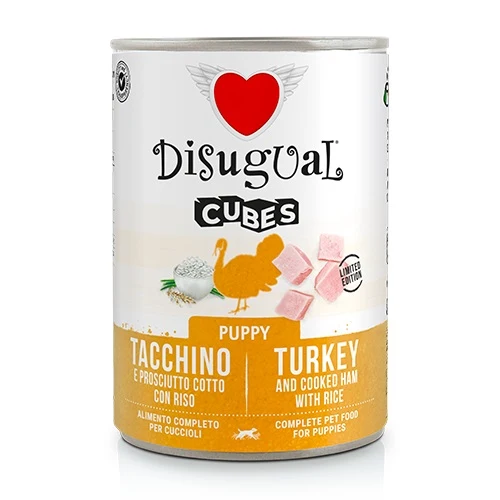 Disugual Cane Cubes Puppy Tacchino, Prosciutto & Riso Lattina 400 g