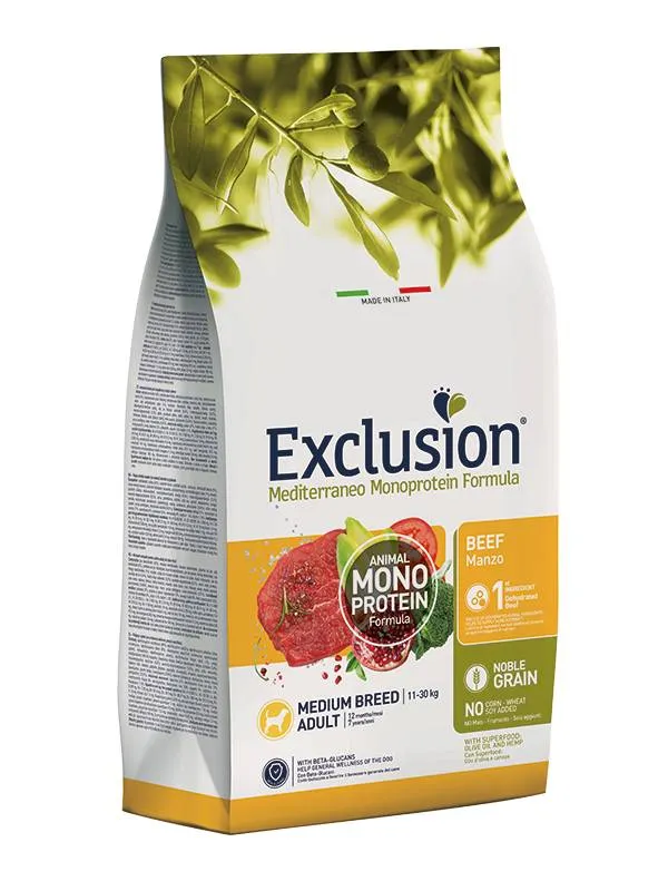 Exclusion Mediterraneo Adult Medium al Manzo (Beef) - 12 kg