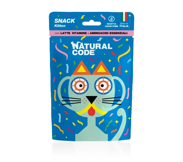 NATURAL CODE GATTO SNACK KITTEN LATTE, VITAMINE & AMMINOACIDI ESSENZIALI 60 GR