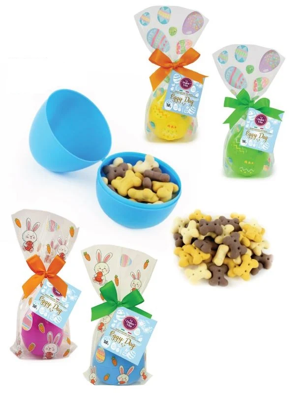 LEO PET PASQUA CANE SNACK UOVO RIPIENO DI BISCOTTI AROMATIZZATI 50 GR (colori assortiti)