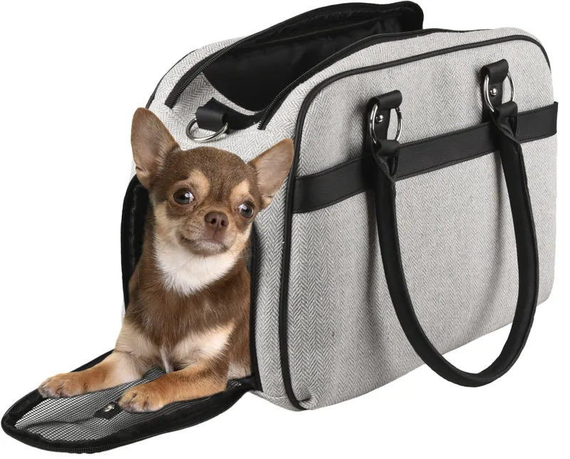 FLAMINGO TRASPORTINO BORSA "JUSTINE" 44x23x32 CM GRIGIO CHIARO