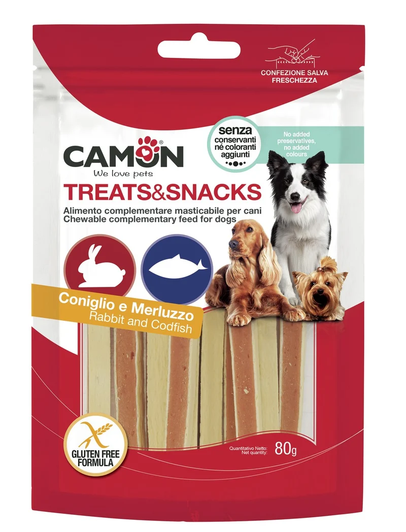 CAMON CANE SNACK SANDWICH STICK CONIGLIO & MERLUZZO 80 GR