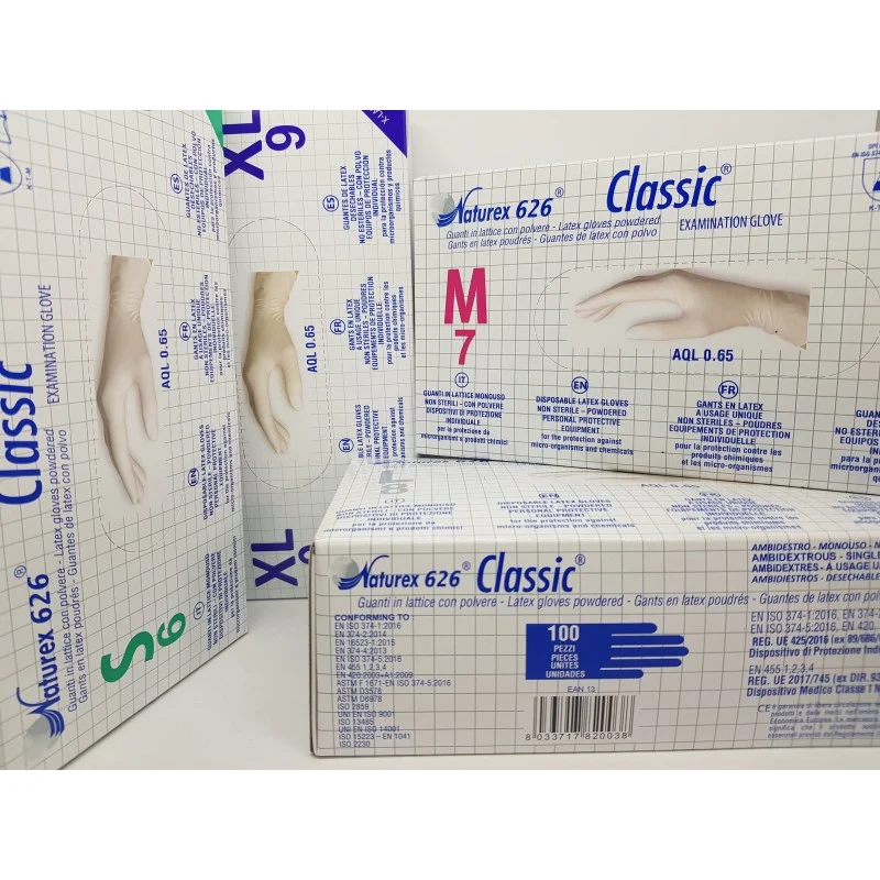 GUANTO IN LATTICE NATUREX CLASSIC CON POLVERE CF. (100 PZ) TG. XL