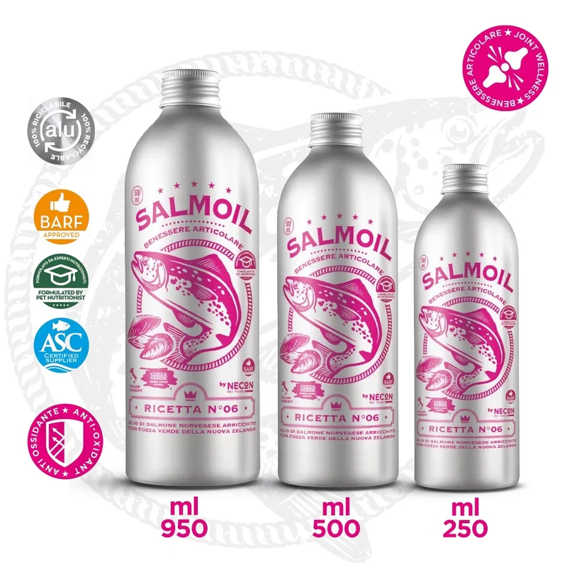 SALMOIL RICETTA N°6 - BENESSERE ARTICOLARE - OLIO DI SALMONE NORVEGESE ARRICCHITO CON COZZA VERDE DELLA NUOVA ZELANDA 250 ML