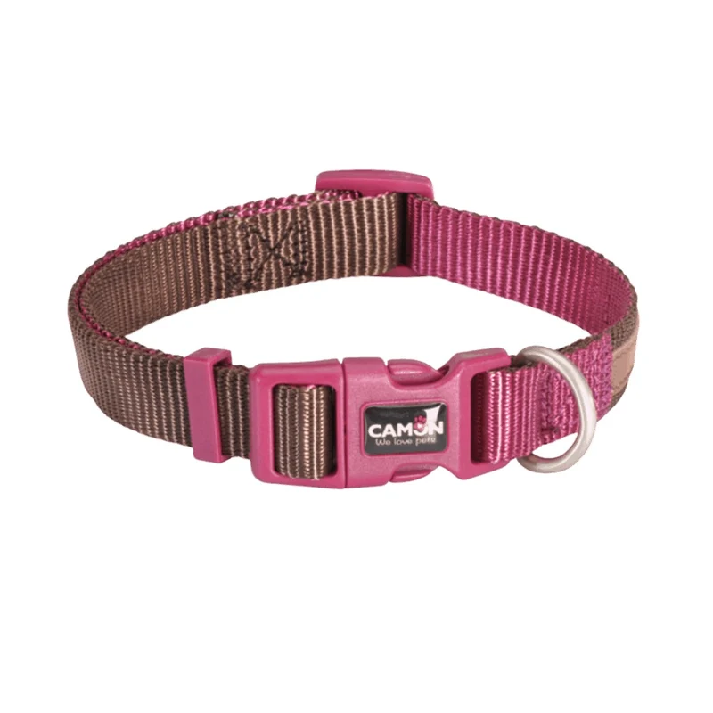CAMON CANE COLLARE REGOLABILE "DOUBLE PREMIUM" 20 MM x 36/48 CM MARRONE/CICLAMINO