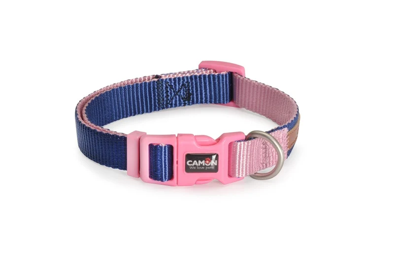CAMON CANE COLLARE REGOLABILE "DOUBLE PREMIUM" 20 MM x 36/48 CM BLU/ROSA