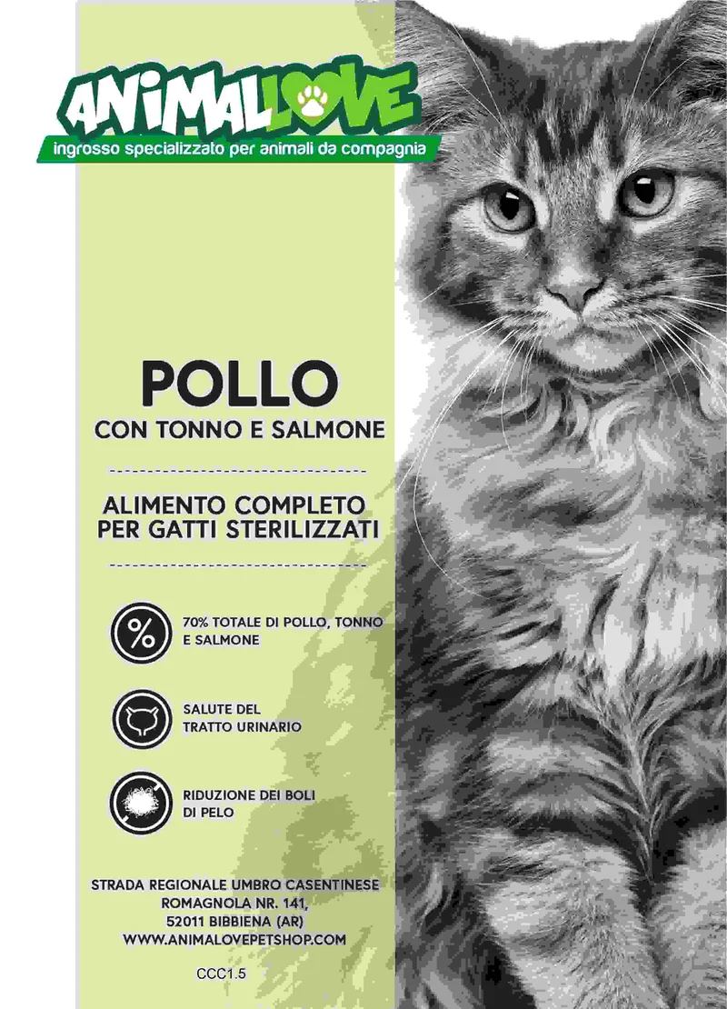 Crocchette Gatto Sterilizzato Grain Free Pollo, Tonno e Salmone - 1,5 kg