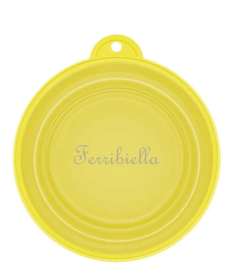 Ciotola Pieghevole in Silicone per Cani e Gatti - Giallo Fluo, 15,8x6,5 cm
