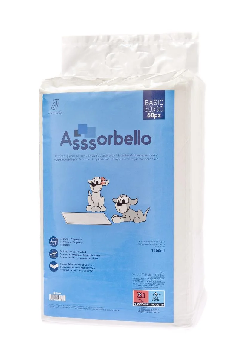 Tappetini Igienici Assorbello Basic Traverse per Cani 60x90 cm - 50 pezzi