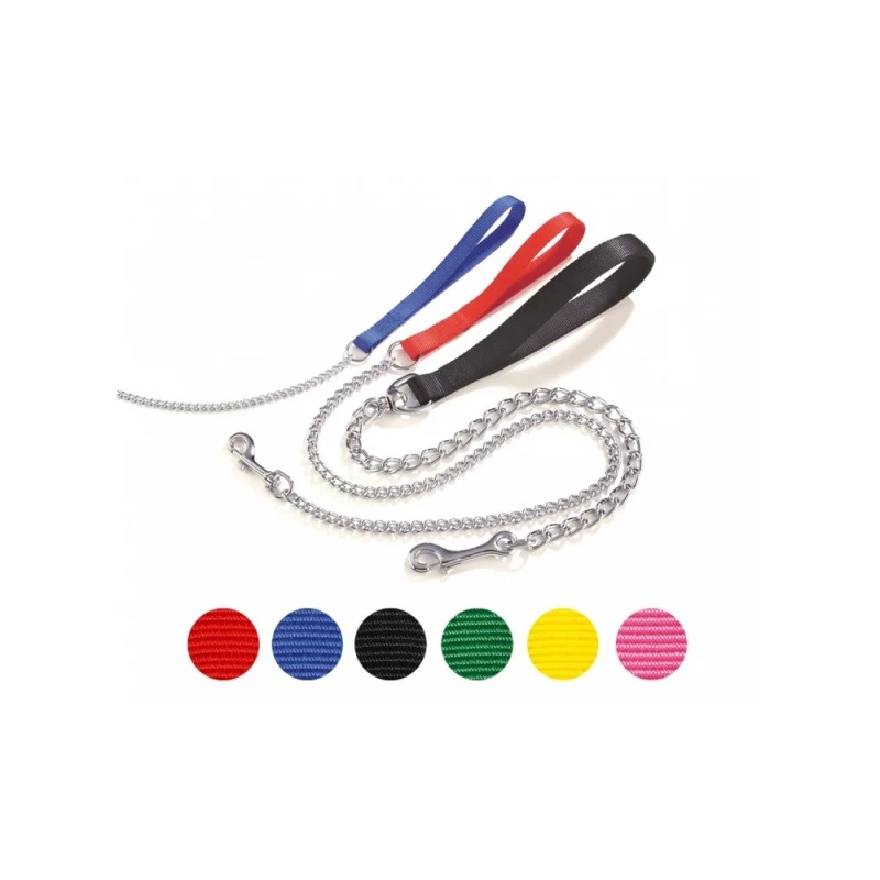CAMON CANE GUINZAGLIO IN NYLON CON CATENA 3 MM x 80 CM NERO