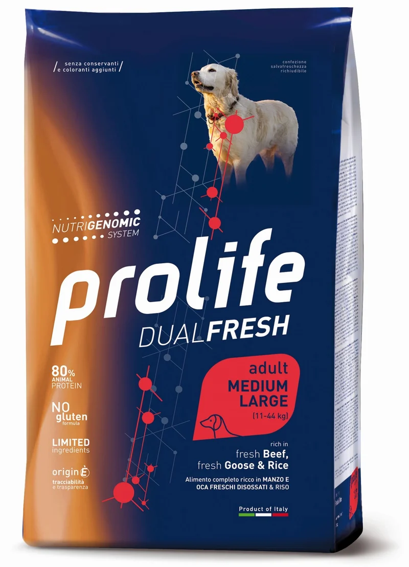 Prolife Cane Dual Fresh Adulto Medium & Large Manzo, Oca & Riso 12 kg