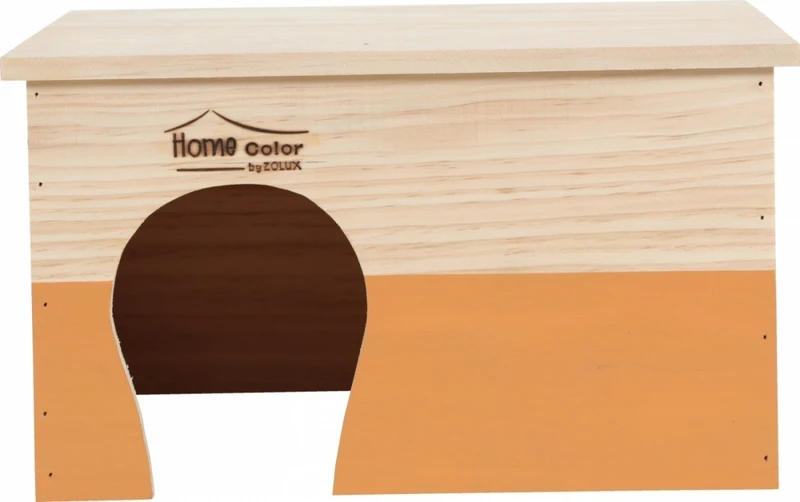 Casetta in Legno Rettangolare XL per Roditori con Tetto Piano