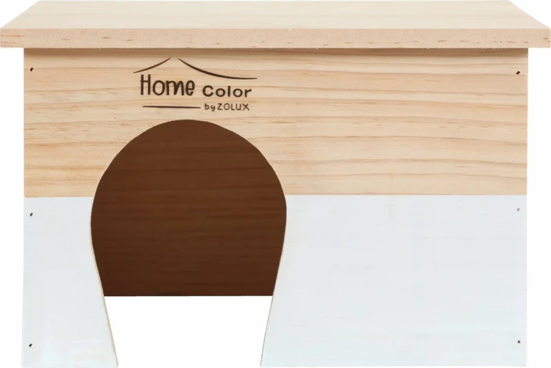 Casetta in Legno Rettangolare L per Roditori con Tetto Piano