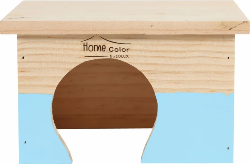 Casetta in Legno Rettangolare S per Roditori con Tetto Piano