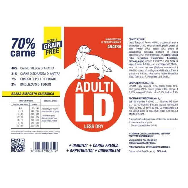 Vet Line Adulti LD all'Anatra Grain Free - Crocchette, 800g