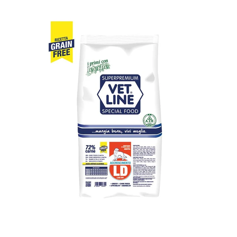 Vet Line Accrescimento LD all'Anatra Grain Free - Crocchette, 3 kg