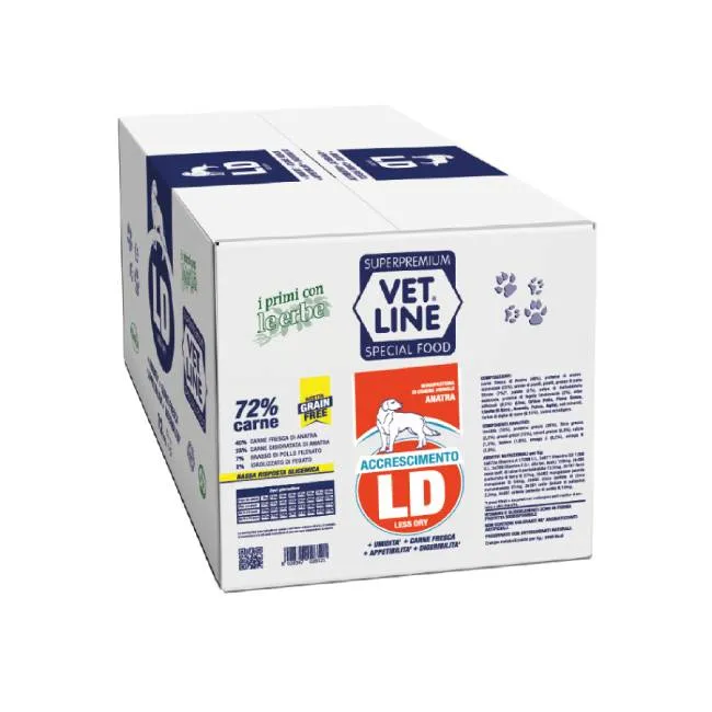 Vet Line Accrescimento LD all'Anatra Grain Free - Crocchette, 12 kg