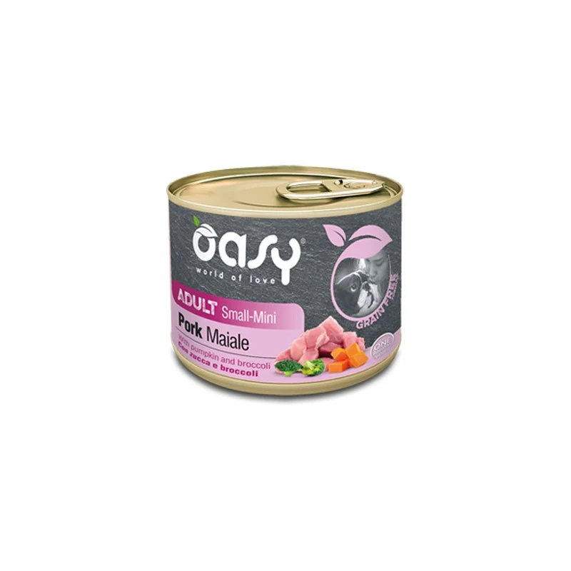 Oasy Grain Free Adult Small/Mini Maiale - Cibo Umido, 200g