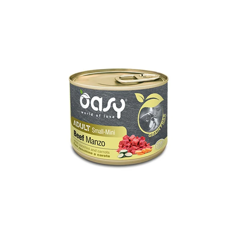 Oasy Grain Free Adult Small/Mini Manzo - Cibo Umido, 200g