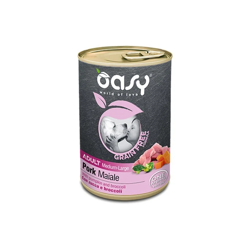 Oasy Grain Free Adult Medium/Large Maiale - Cibo Umido, 400g