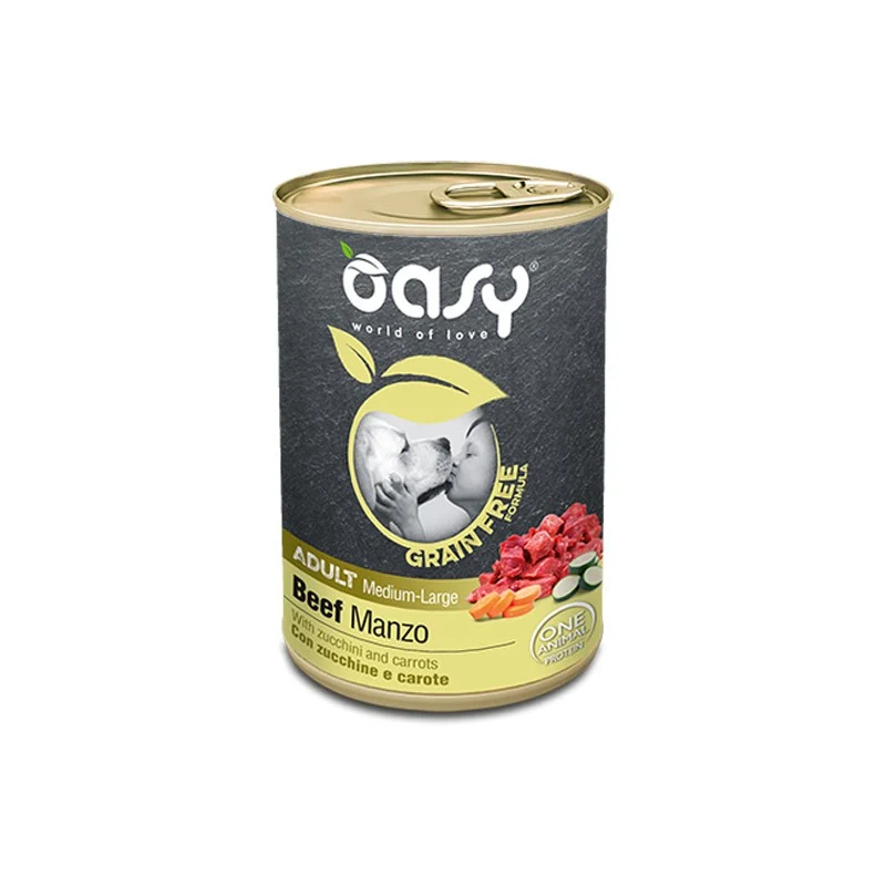 Oasy Grain Free Adult Medium/Large Manzo - Cibo Umido, 400g