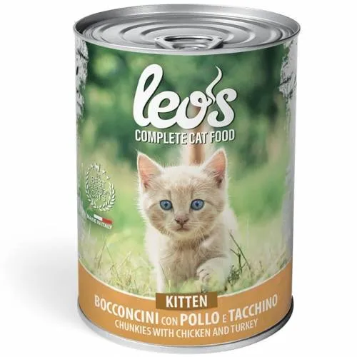 Leo's Cat Cibo Umido Kitten Pollo e Tacchino per Gattini - 415g